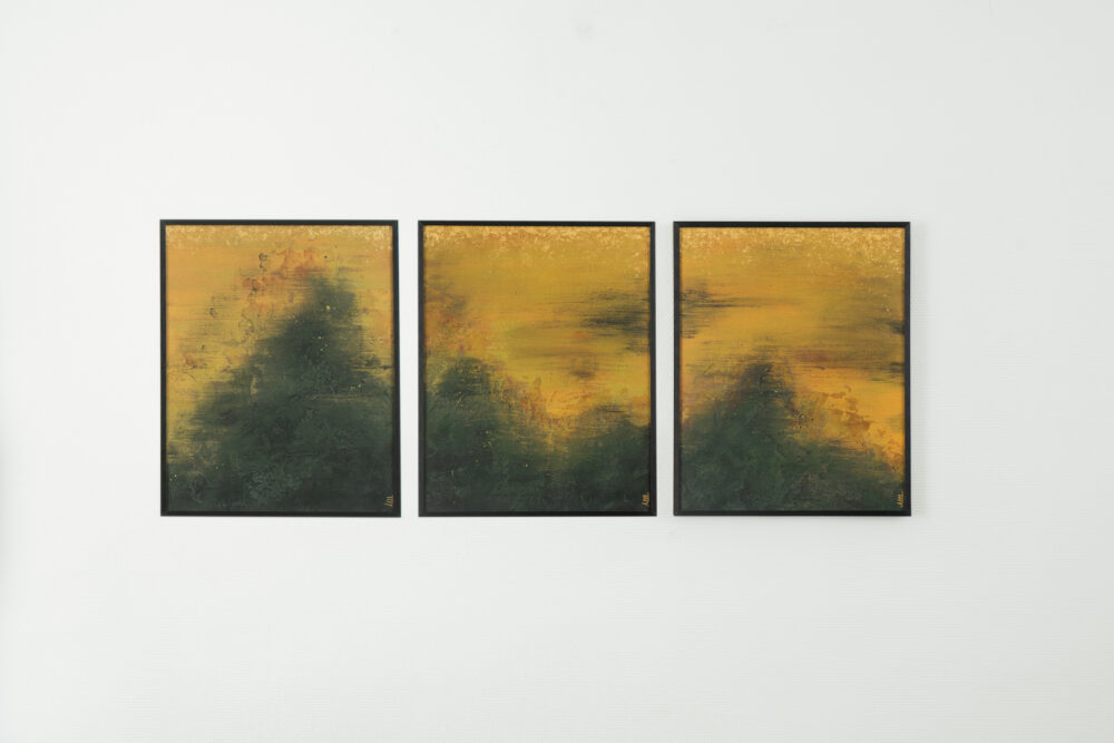 Triptyque Golden Brouillard - Galerie Negropontes